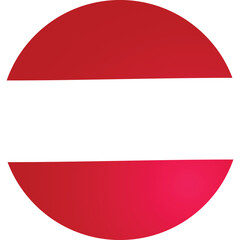 Austria Country Round Flag 3D Icon Vector