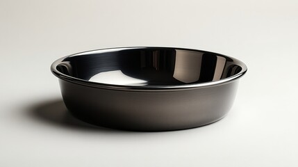 Black ceramic bowl on light background, minimalistic kitchenware concept