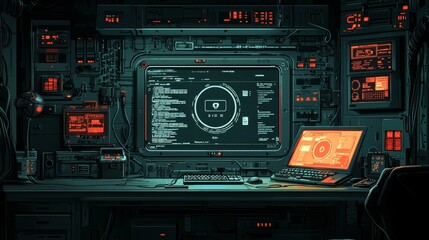 Fototapeta premium the Intricacies of Modern Cybersecurity Through an Immersive Two-Factor Authentication Panel Design