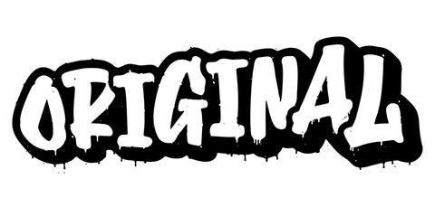 Word ‘Original’ written in retro three-dimensional graffiti style with dripping paint effect