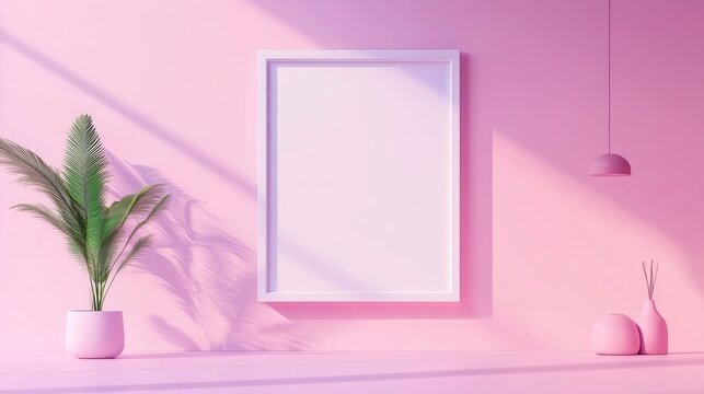 Empty picture frame elegantly positioned in a modern interior space ideal for displaying posters or artwork