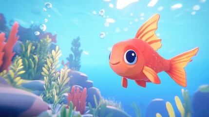 Graceful single fish gliding through clear blue waters captured during a diving expedition