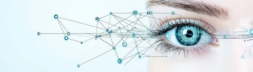 the Intricacies of a Hyperrealistic Close-Up Eye Iris Scan with Digital Enhancements for Enhanced Vision Technology