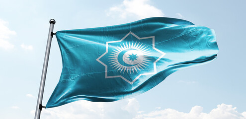 Türk Devletleri Teşkilatı ve Türk Konseyi Bayrağı. (Yeni logo) Translation: Organization of...