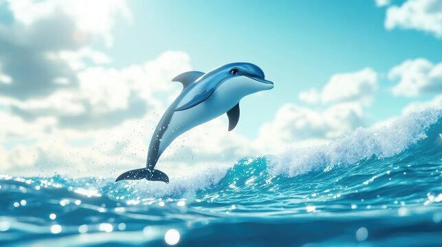 Commerson s dolphin leaping majestically from the sparkling ocean waves showcasing its playful nature