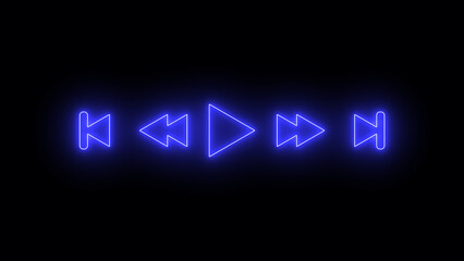 Neon Play Button Icon: Vector Line Art for Media, Audio, and Video Design with Triangle Arrow Symbol in Circle, Isolated on Transparent Background for Web and Technology Use