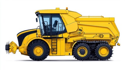 Heavy yellow dump truck isolated on a white background.