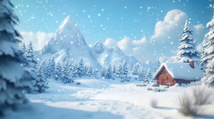 Fototapeta premium Snowy winter landscape engulfed in a fierce blizzard showcasing nature s power and intensity