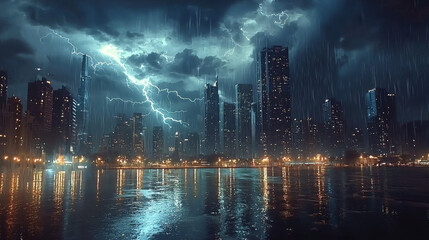&ldquo;Electric Skies: Thunderstorm Over the City&rdquo;