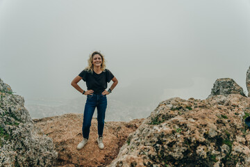 Naklejka premium panoramic aerial view of seaside resort town of Kas in Turkey