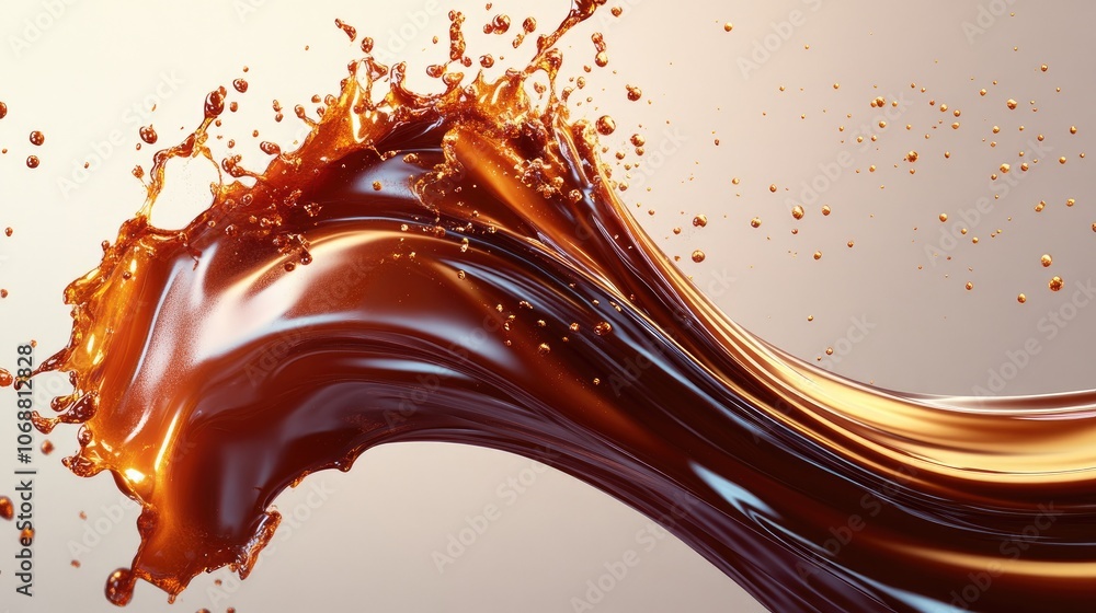 Poster chocolate milk splash isolated on a transparent background showcasing a flowing wave of liquid and d