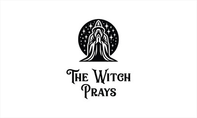 illustration of a witch praying