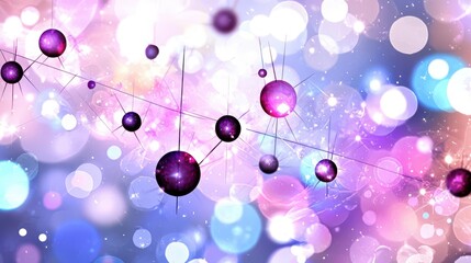 Fototapeta premium Abstract colorful background with bright bokeh and floating spheres.