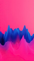 A vibrant abstract design featuring dynamic peaks and valleys in striking shades of blue and pink.