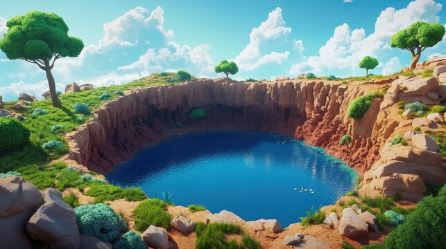 Majestic Meyil Obruk Lake showcasing a deep sinkhole reaching 104 meters perfect for nature photography and geological exploration