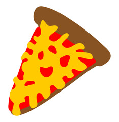 Flat illustration of one slice of cheese pizza.