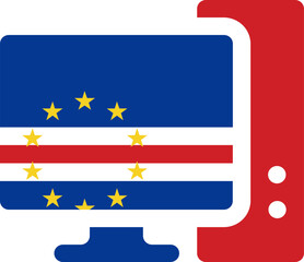 Fototapeta premium Monitor and CPU icon Cape Verde Flag