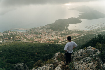 panoramic aerial view of seaside resort town of Kas in Turkey