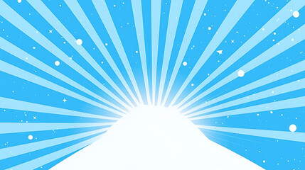  A vibrant abstract background featuring radiating blue and white sun rays emanating from a central point, creating a dynamic and energetic visual effect with ample copy space, ideal for graphic 