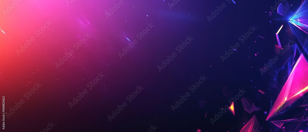 Poster abstract background with pink and blue geometric shapes on a dark background