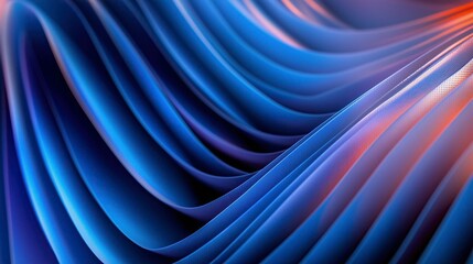 Abstract layered sheets in organic motion flow with blue and coral gradients. Dynamic 3D wallpaper background.