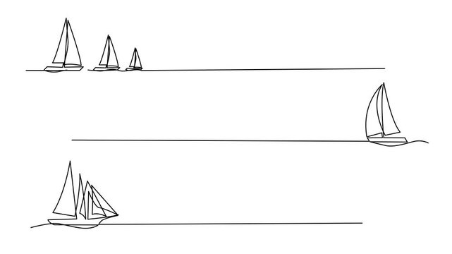 Single continuous line art sea boat icon. Yacht travel tourism concept silhouette symbol design. One sketch outline drawing vector illustration template	

