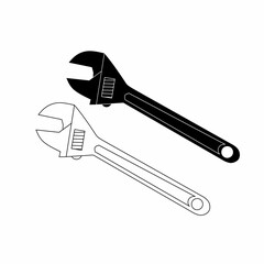 a set of wrench icons in black and white style. simple and minimalist design. wrench icon illustration. white background