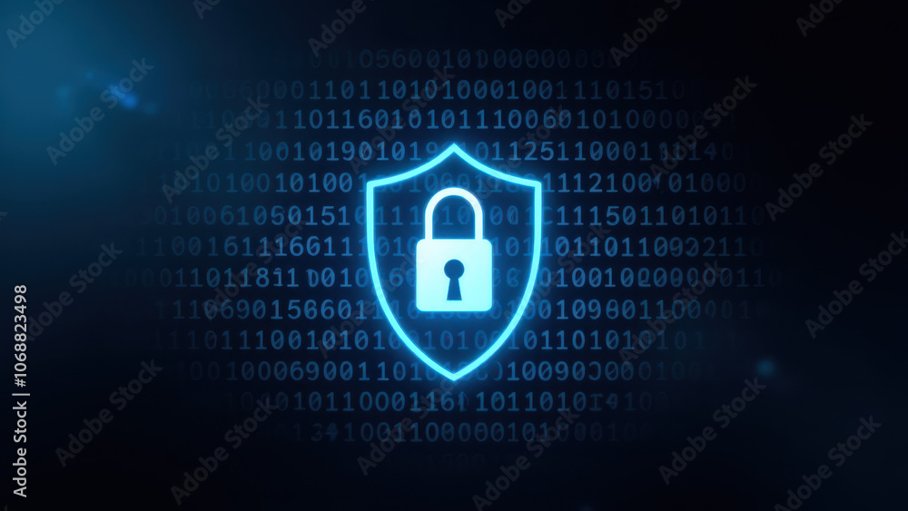 Poster cybersecurity lock and code