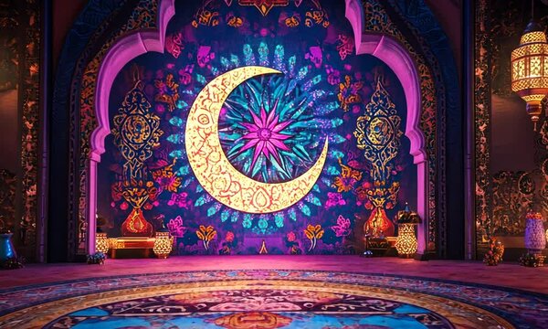 Ornate Interior with Crescent Moon Symbol