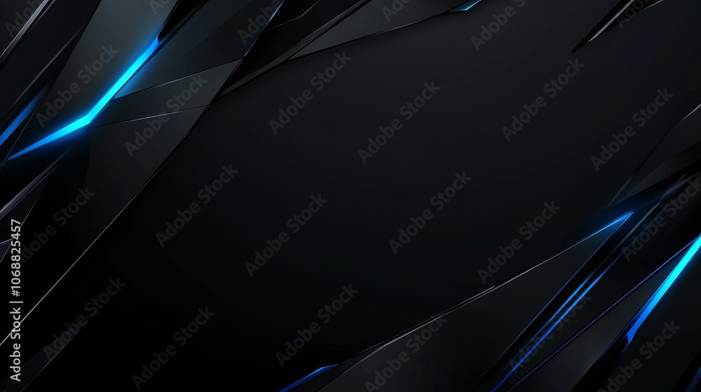 Poster abstract black and blue geometric background with glowing lines