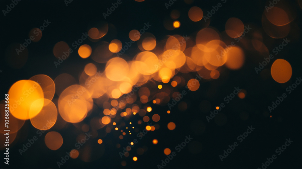 Aufkleber abstract golden bokeh lights creating a warm and inviting atmosphere in a dark setting