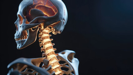Human Skeleton with Detailed Anatomy of the Skeletal System and Bone Structure