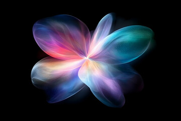 Abstract colorful flower shape on black background.