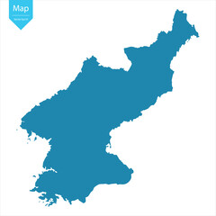 Abstract - High Detailed blue Map of North Korea isolated on white background. for your web site design map logo, app, Travel. Vector illustration eps10.