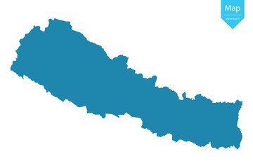 Fototapeta premium Abstract - High Detailed blue Map of Nepal isolated on white background. for your web site design map logo, app, Travel. Vector illustration eps10.
