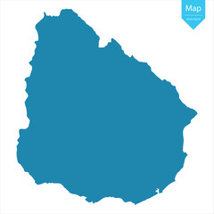 Abstract - High Detailed blue Map of Uruguay isolated on white background. for your web site design map logo, app, Travel. Vector illustration eps10.