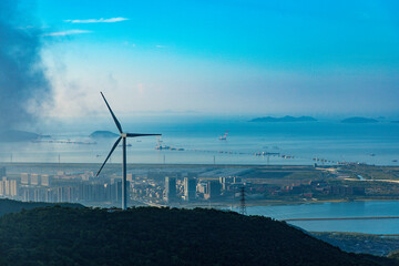 Ningbo City, Zhejiang Province - City skyline from aerial perspective