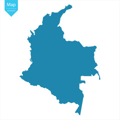 Abstract - High Detailed blue Map of Colombia isolated on white background. for your web site design map logo, app, Travel. Vector illustration eps10.