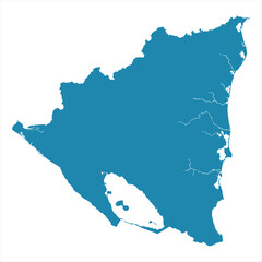 Abstract - High Detailed blue Map of Nicaragua isolated on white background. for your web site design map logo, app, Travel. Vector illustration eps10.