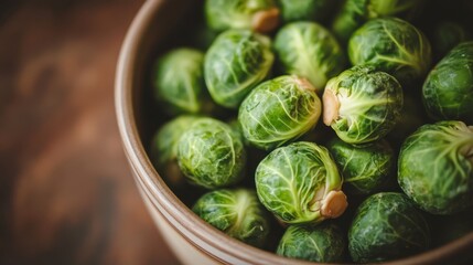 Fresh Brussels Sprouts in Vintage Kitchen Setting