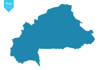 Abstract - High Detailed blue Map of Burkina Faso isolated on white background. for your web site design map logo, app, Travel. Vector illustration eps10.