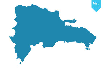 Abstract - High Detailed blue Map of Dominican Republic isolated on white background. for your web site design map logo, app, Travel. Vector illustration eps10.