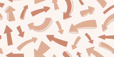 Hand drawn pink bold arrows seamless pattern. Simple design for fabric, textile, wrapping paper, cover