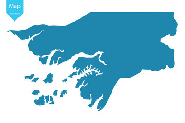 Abstract - High Detailed blue Map of Guinea-Bissau isolated on white background. for your web site design map logo, app, Travel. Vector illustration eps10.