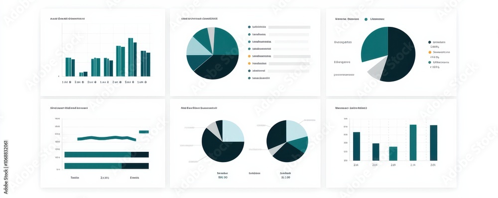 Poster The image displays a collection of charts and graphs, illustrating data trends and comparisons using bar graphs and pie charts in a modern, minimalistic design.