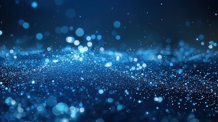 Enchanting blue waves with glowing particles creating a mesmerizing abstract background filled with depth and luminosity, ideal for serene and magical design aesthetics