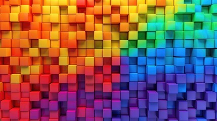 Vibrant 3D Cube Mosaic in Rainbow Colors