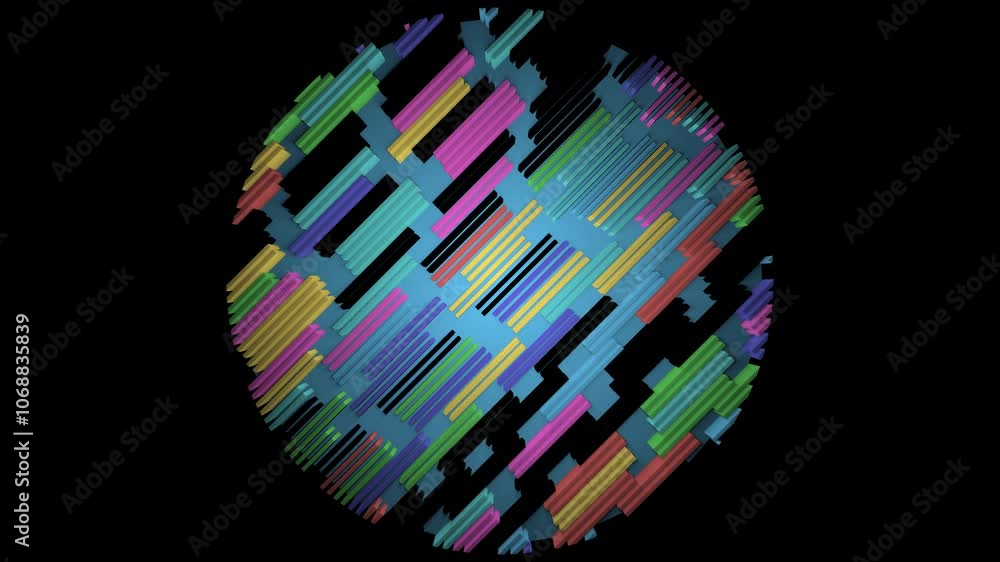 Poster dynamic color patterns in a smoothed bar globe