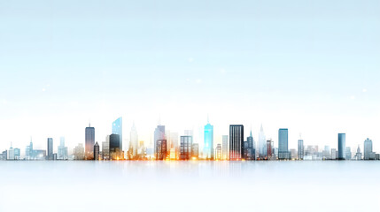 Fototapeta premium Winter cityscape with glowing skyline and serene atmosphere