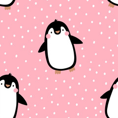 Cute cartoon penguin Holidays print. Christmas vector seamless pattern with awesome animal